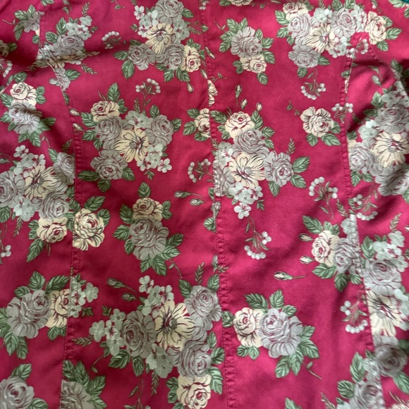 Papagallo Blouse Long Sleeve Burgundy Print 2X - Picture 14 of 16